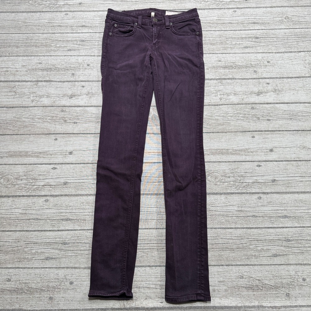 Rag & Bone Jeans Women's 24 Purple Denim Low Rise Stretch Skinny Slim Fit Preppy